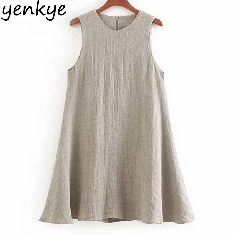 2019 Women Solid Color Vintage Linen Dress Female Round Neck Sleeveless Tank Summer Casual Dress Short CCWM9251
2019 Women Solid Color Vintage Linen Dress Female Round Neck Sleeveless Tank Summer Casual Dress Short CCWM9251