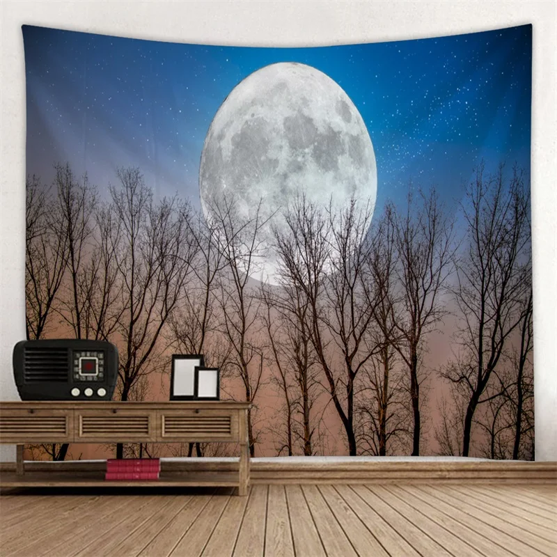 Фото Tapestry Moon Landscape Tapiz Tree psychedelic Pattern Wall Hanging For Home Decoration Large Size Free Shipping | Дом и сад