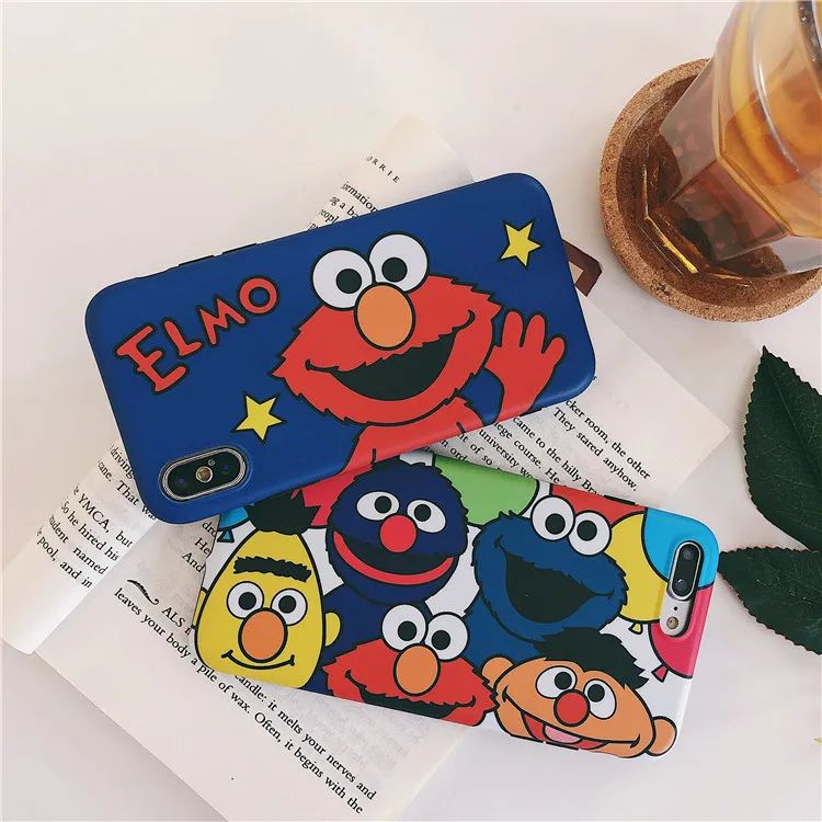 

Cute Cartoon Sesame Street Cookie Elmo Phone Case For iPhone 6 6S Plus 7 8 Plus X XS Max XR Cases Soft Silicon Back Cover Coque