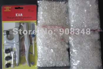 KAM TRANSPARENT SNAPS PLASTIC FASTENER RESIN SNAP BUTTONS WITH TOOL SIZE 20 T5 CAPS 12.5 mm 1000sets + 1 SET SNAPS PLIER KIT
KAM TRANSPARENT SNAPS PLASTIC FASTENER RESIN SNAP BUTTONS WITH TOOL SIZE 20 T5 CAPS 12.5 mm 1000sets + 1 SET SNAPS PLIER KIT