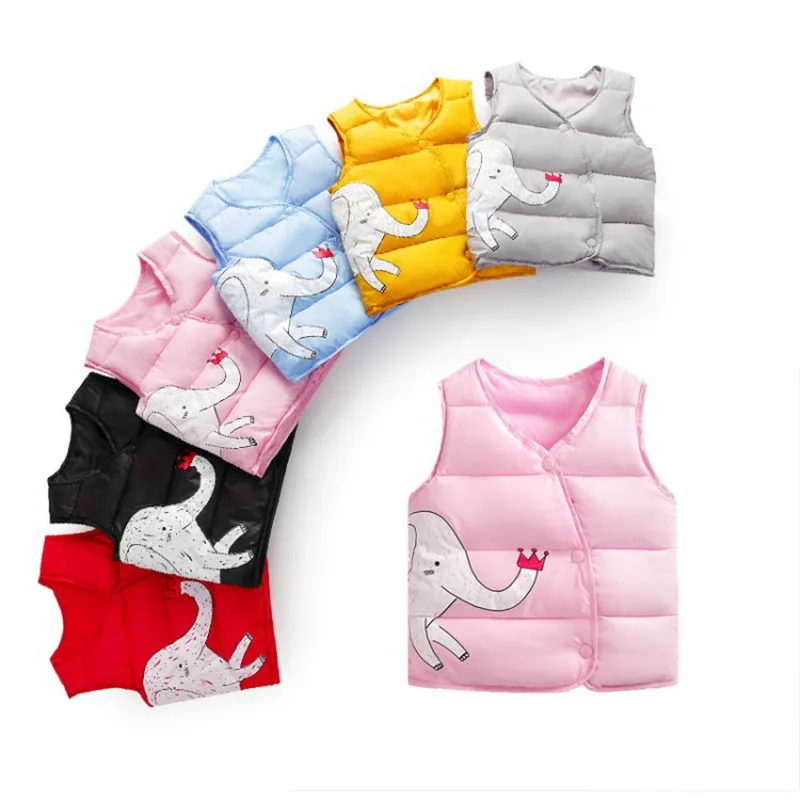 CROAL CHERIE Cotton Baby Girls Boys Winter Vest For Kids 2018 Kawaii Elephant Printing Waistcoat Children Boys Clothes 80-130cm (12)