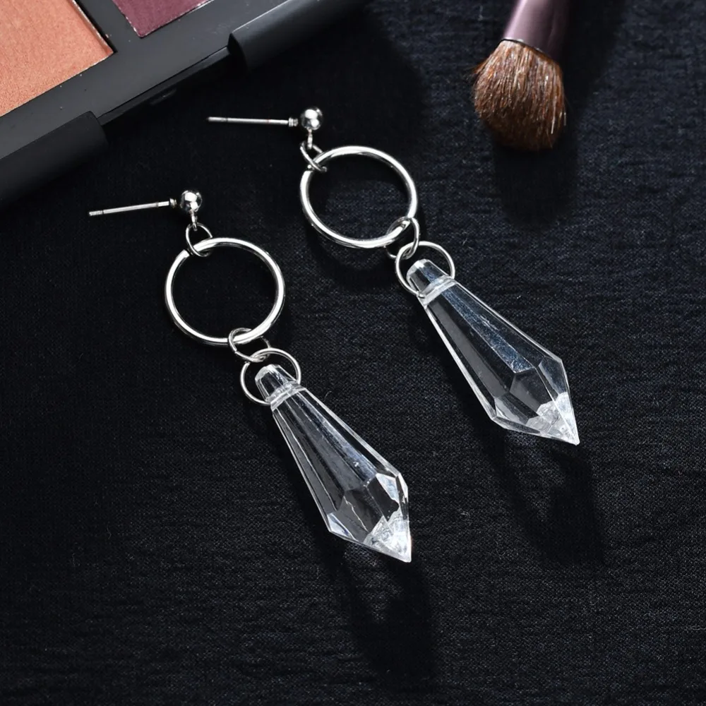 MESTILO Korean Fashion Transparent Crystal Water Drop Dangle Earrings For Women Bullet Shape Long Jewelry | Украшения и