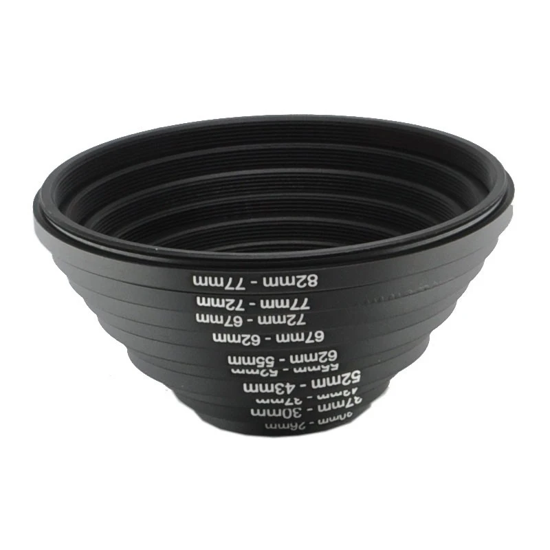Description Picture 3 of item82-77 82-72 82-67 82-62 77-72 77-67 77-52 72-67 72-62 67-62mm Metal Step down Rings Lens Adapter Filter Set