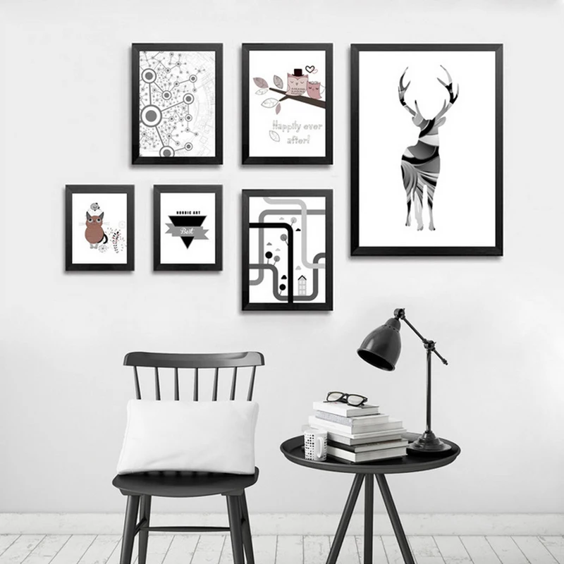 

Nordic Modern Canvas Art Deer Minimalist Scandinavian oil Posters Wall Pictrues For Living Room Home Decor No Frame