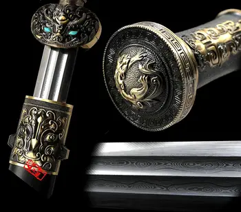 Boutique Chinese LongQuan Handmade Han Dynasty Battle Sword Jian/Sharp Folded Pattern Steel Full Tang Blade/Metal Handle
Boutique Chinese LongQuan Handmade Han Dynasty Battle Sword Jian/Sharp Folded Pattern Steel Full Tang Blade/Metal Handle