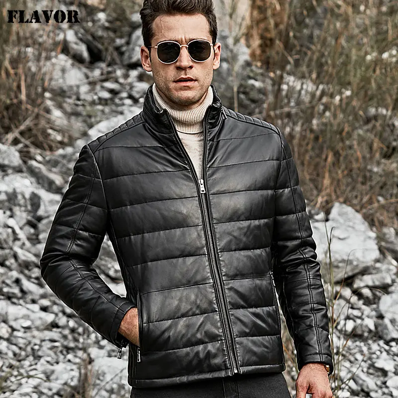 FLAVOR Men's Lambskin Genuine Leather Down Jacket Men Standing Collar Warm White Duck Down Coat
FLAVOR Men's Lambskin Genuine Leather Down Jacket Men Standing Collar Warm White Duck Down Coat
