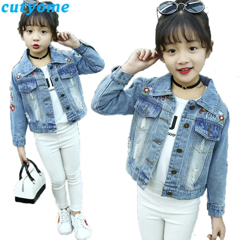 3-14 Years Toddler Kids Clothing Light Blue Rippled Girls Denim Jackets Spring Autumn Embroidery Floral Children Outerwear Coats
3-14 Years Toddler Kids Clothing Light Blue Rippled Girls Denim Jackets Spring Autumn Embroidery Floral Children Outerwear Coats