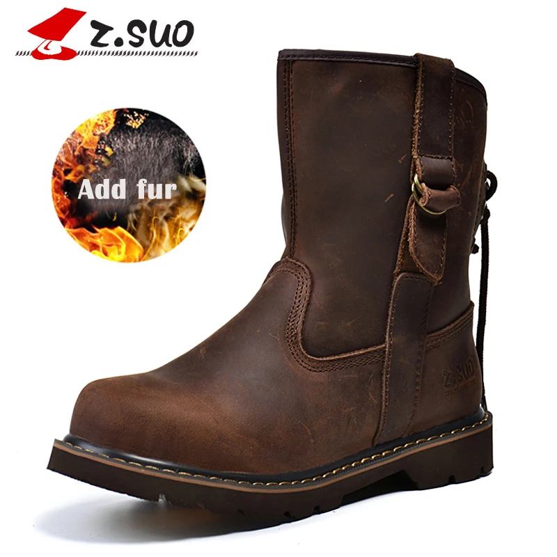 Z. Suo Men's Genuine Leather Boots Add Fur Warm Winter Shoes Mid-calf Western Cowboy Leisure Casual Fashion Flat Male Footwear
Z. Suo Men's Genuine Leather Boots Add Fur Warm Winter Shoes Mid-calf Western Cowboy Leisure Casual Fashion Flat Male Footwear