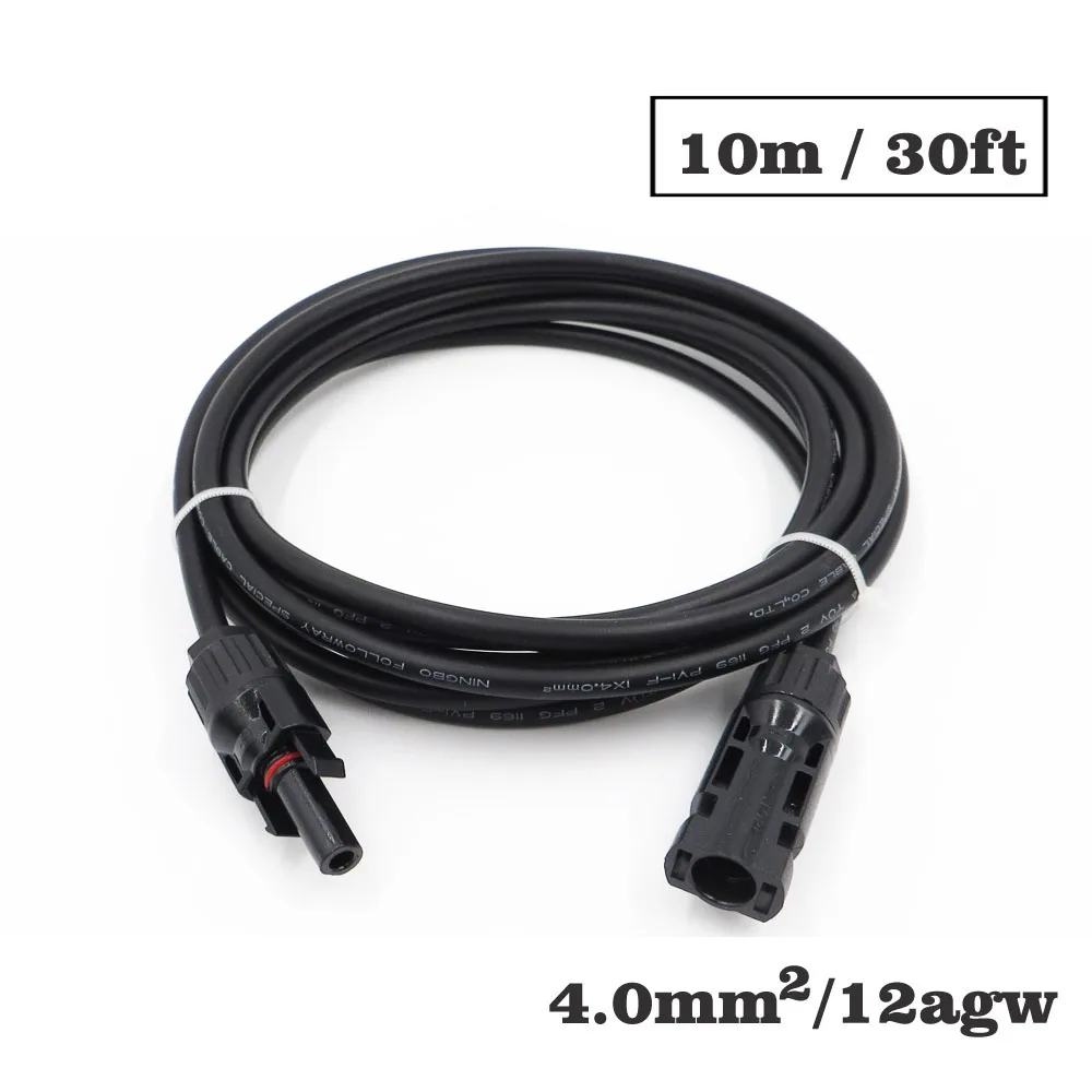 1PC X 4mm2 12AWG 30FT 10m MC4 Connector Extension Connect branch black parallel Series 10 meter extend cable
1PC X 4mm2 12AWG 30FT 10m MC4 Connector Extension Connect branch black parallel Series 10 meter extend cable