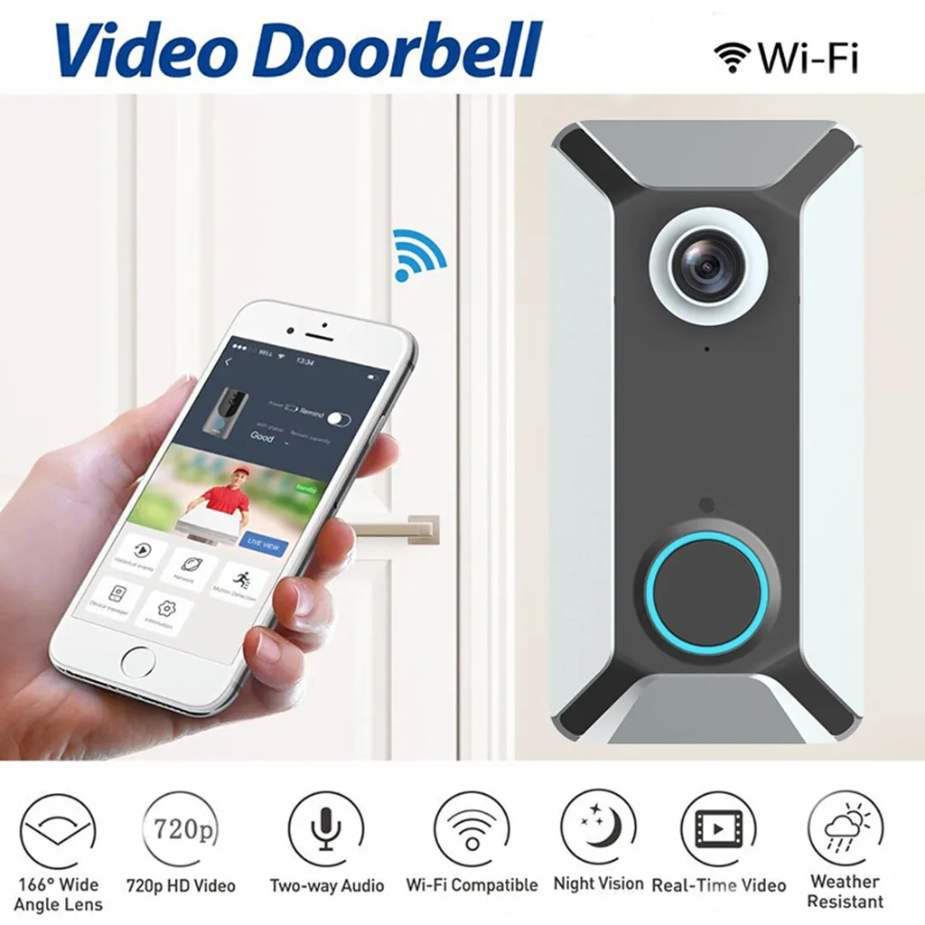 Wireless WiFi DoorBell Smart Video Phone Visual Intercom Door Bell Secure Camera
Wireless WiFi DoorBell Smart Video Phone Visual Intercom Door Bell Secure Camera