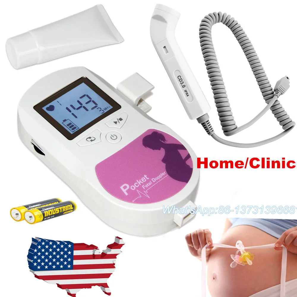 

FDA CE USA/China Pregnancy Baby fetus Heart Rate Monitor LCD Fetal Doppler 3MHz Probe,Gel BabySound C