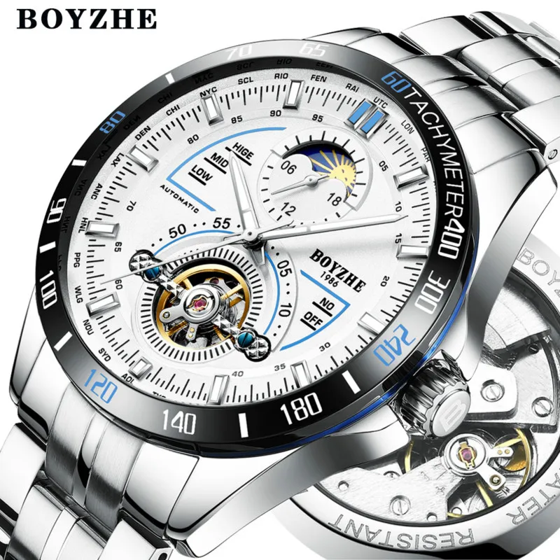 Men Automatic Mechanical Watch Sports Fashion Luxury Luminous Tourbillon Waterproof Stainless Steel Watches Relogio Masculino
Men Automatic Mechanical Watch Sports Fashion Luxury Luminous Tourbillon Waterproof Stainless Steel Watches Relogio Masculino