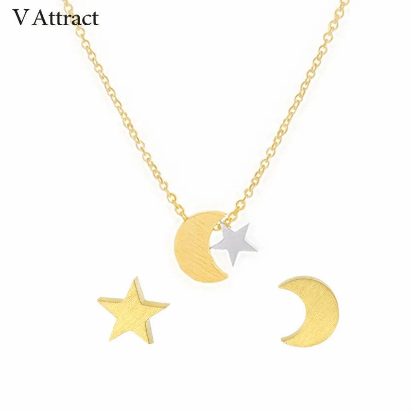 V Attract 2018 Unique Tiny Star Moon Choker Necklaces & Pendants Stud Earrings For Women Stainless Steel Turkish Jewelry Sets
V Attract 2018 Unique Tiny Star Moon Choker Necklaces & Pendants Stud Earrings For Women Stainless Steel Turkish Jewelry Sets
