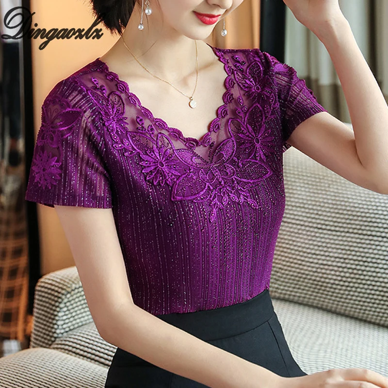 Dingaozlz Short Sleeve Plus size Lace T-shirt Summer 2019 New fashion Lady Mesh Tops Slim Women shirt Patchwork Casual clothing
Dingaozlz Short Sleeve Plus size Lace T-shirt Summer 2019 New fashion Lady Mesh Tops Slim Women shirt Patchwork Casual clothing