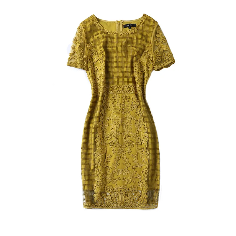 New Plaid Patchwork Flower Embroidery Dress Elegant O-Neck Sheath Work Dresses D4173
New Plaid Patchwork Flower Embroidery Dress Elegant O-Neck Sheath Work Dresses D4173