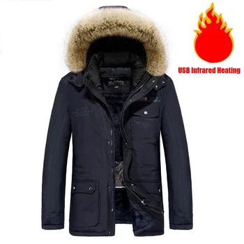 New Winter Jacket Men Parkas Coat Thick Warm Fleece Hooded Jacket USB Infrared Heating Electric Thermal Jacket Men Clothing
New Winter Jacket Men Parkas Coat Thick Warm Fleece Hooded Jacket USB Infrared Heating Electric Thermal Jacket Men Clothing