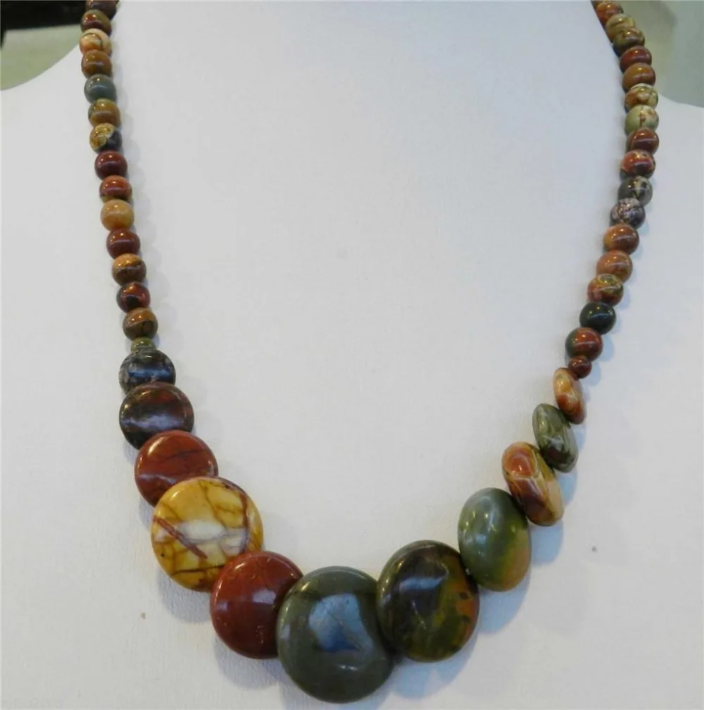 ddh003238 Natural 6-20mm Multicolor Picasso Jasper Round & Coins Beads Necklace
ddh003238 Natural 6-20mm Multicolor Picasso Jasper Round & Coins Beads Necklace