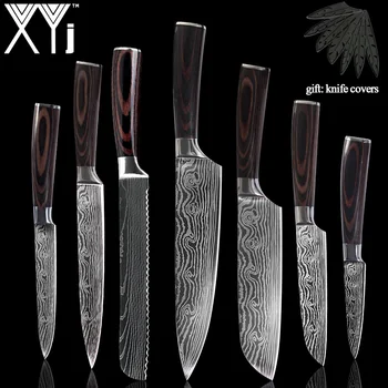 XYj 8 inch Utility Chef Stainless Steel Knives Imitation Damascus steel Santoku kitchen Knives Cleaver Slicing Knives Gift Knife
XYj 8 inch Utility Chef Stainless Steel Knives Imitation Damascus steel Santoku kitchen Knives Cleaver Slicing Knives Gift Knife
