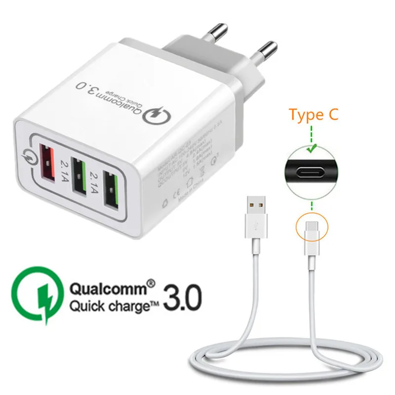 9V 12V Quick Charge QC 3.0 18W USB EU Adapter & Type C USB Charger Cable For Samsung galaxy S8 S9 S10 M10 M20 A70 A50 A8 A9 2018
9V 12V Quick Charge QC 3.0 18W USB EU Adapter & Type C USB Charger Cable For Samsung galaxy S8 S9 S10 M10 M20 A70 A50 A8 A9 2018