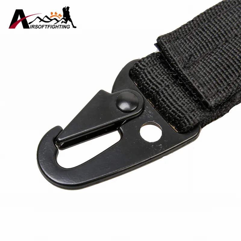 2pcs Tactical Nylon Key Hook Webbing Molle Buckle Key Ring Holder Outdoor Climbing Hanging Belt Carabiner Clip Attachment Strap Black 011