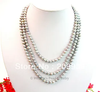huij 001454 46"6.5-7MM LONG ROPE SILVER GRAY CULTURED FRESHWATER PEARL BEAD CHAIN NECKLACE
huij 001454 46"6.5-7MM LONG ROPE SILVER GRAY CULTURED FRESHWATER PEARL BEAD CHAIN NECKLACE