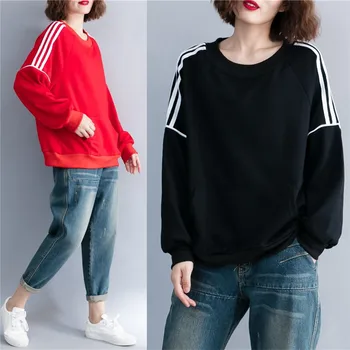 Spring models loose fat MM thin sleeves casual sweater Korean version of the large size wild stripes stitching shirt women
Spring models loose fat MM thin sleeves casual sweater Korean version of the large size wild stripes stitching shirt women
