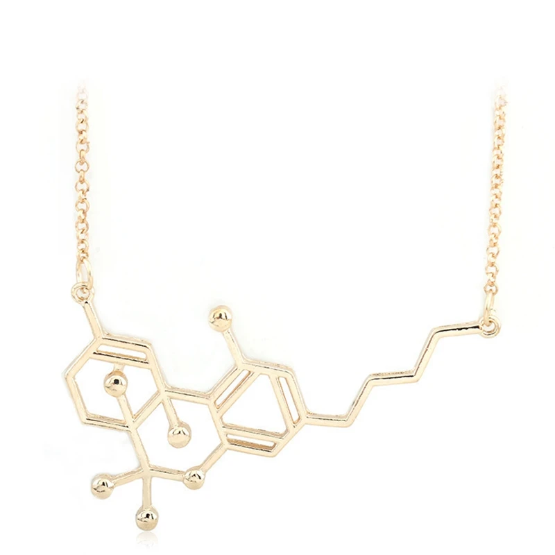 Genetic Factors DNA Chemical Pendant Molecular Necklace Dopamine Structure Hollow For Female jewelry | Украшения и аксессуары