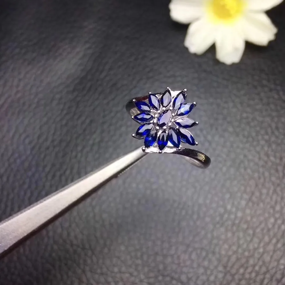 Flower Type Natural real blue sapphire ring 925 sterling silver Fine handworked jewelry Finger rings
Flower Type Natural real blue sapphire ring 925 sterling silver Fine handworked jewelry Finger rings