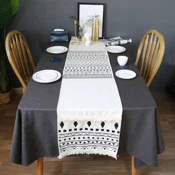 Moroccan Style Geometric Pattern Table Flag With Tassels Bohemian Style Black and White Bed Flag Dining Table Decorations
Moroccan Style Geometric Pattern Table Flag With Tassels Bohemian Style Black and White Bed Flag Dining Table Decorations