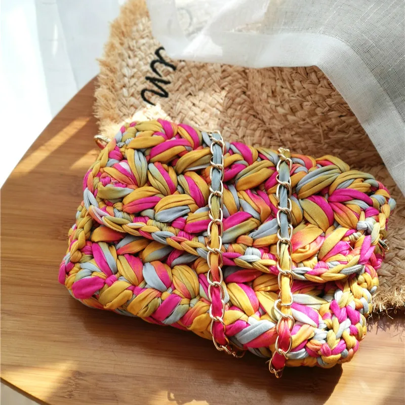 Luxury Famous Brand Designer Rainbow Wool Fashion Women Hand-woven Cloth Strip Chain Messenger Bag Crossbody Shoulder Bag Sac
Luxury Famous Brand Designer Rainbow Wool Fashion Women Hand-woven Cloth Strip Chain Messenger Bag Crossbody Shoulder Bag Sac