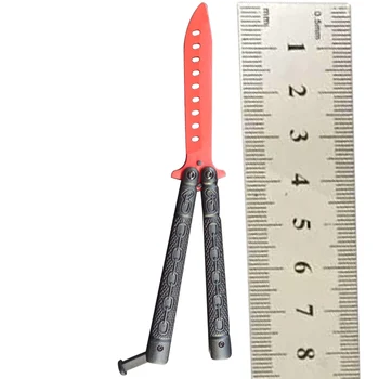 Black Handle Red Blade Chain Stainless Steel Practice Butterfly In Knife Training Folding Knife Dull Tool Go Practice Knife
Black Handle Red Blade Chain Stainless Steel Practice Butterfly In Knife Training Folding Knife Dull Tool Go Practice Knife