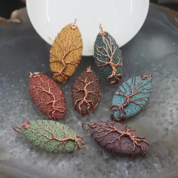5PCS/Lot 7 Color Choice Tree of Life Oval Stone Pendants Plating Rose Gold Wrapped Colorful Lava Rock Volcanic Charms Necklaces
5PCS/Lot 7 Color Choice Tree of Life Oval Stone Pendants Plating Rose Gold Wrapped Colorful Lava Rock Volcanic Charms Necklaces