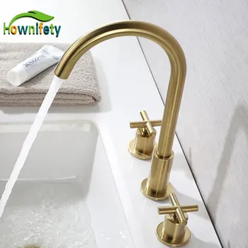 Brushed Golden Basin Sink faucet Hot cold handle switch Deck mount mixer tap luxury modern bathroom faucets
Brushed Golden Basin Sink faucet Hot cold handle switch Deck mount mixer tap luxury modern bathroom faucets
