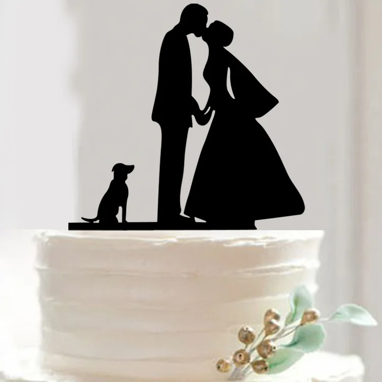 Wedding Cake Topper Silhouette Kissing Bride & Groom Cake Topper with Lovely Dog Acrylic Cake Topper Accessories
Wedding Cake Topper Silhouette Kissing Bride & Groom Cake Topper with Lovely Dog Acrylic Cake Topper Accessories