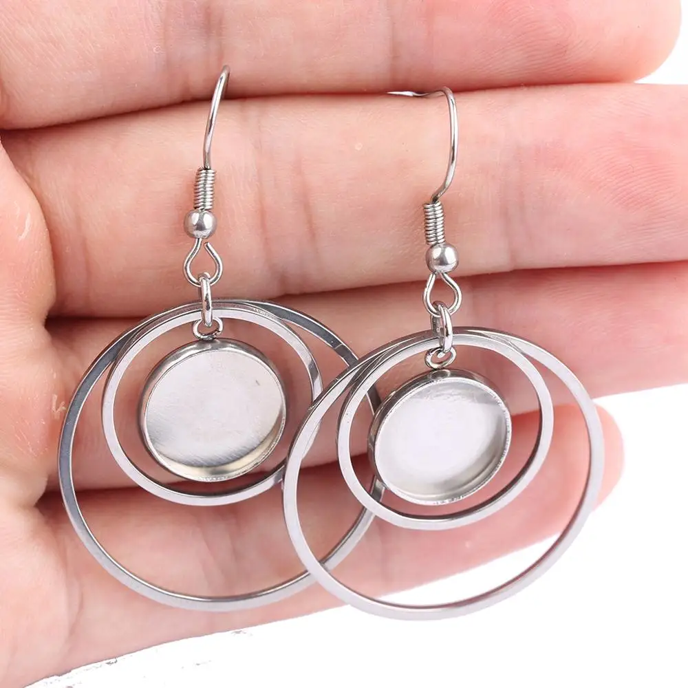 reidgaller 10pcs diy Stainless Steel dangle earring base blanks 12mm dia cameo cabochon settings with double hoop circle charms
reidgaller 10pcs diy Stainless Steel dangle earring base blanks 12mm dia cameo cabochon settings with double hoop circle charms