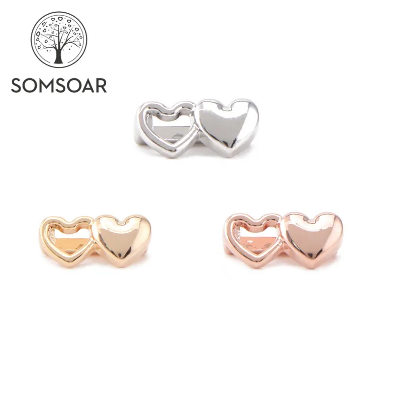 Somsoar Jewelry Double Heart Love Slide Charms fit 10mm Wide Leather wrappable Mesh Bracelet Necklace 10pcs/lot
Somsoar Jewelry Double Heart Love Slide Charms fit 10mm Wide Leather wrappable Mesh Bracelet Necklace 10pcs/lot