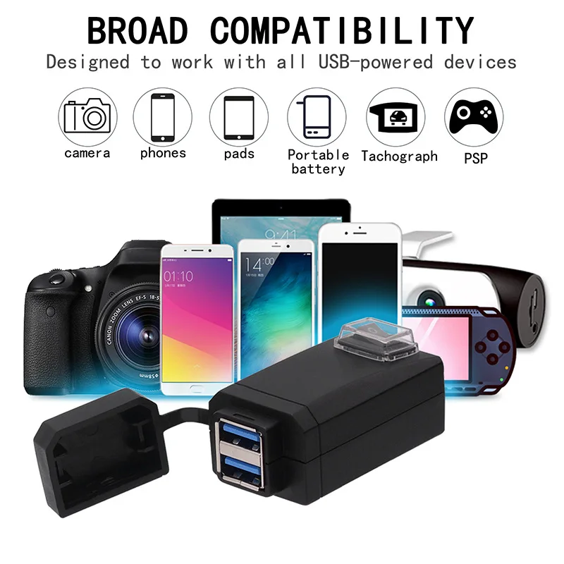 Universal QC3.0 USB Motorcycle Charger Moto equipment Dual USB Quick Change 12V Power Supply Adapter for iphone Samsung Huawei
Universal QC3.0 USB Motorcycle Charger Moto equipment Dual USB Quick Change 12V Power Supply Adapter for iphone Samsung Huawei