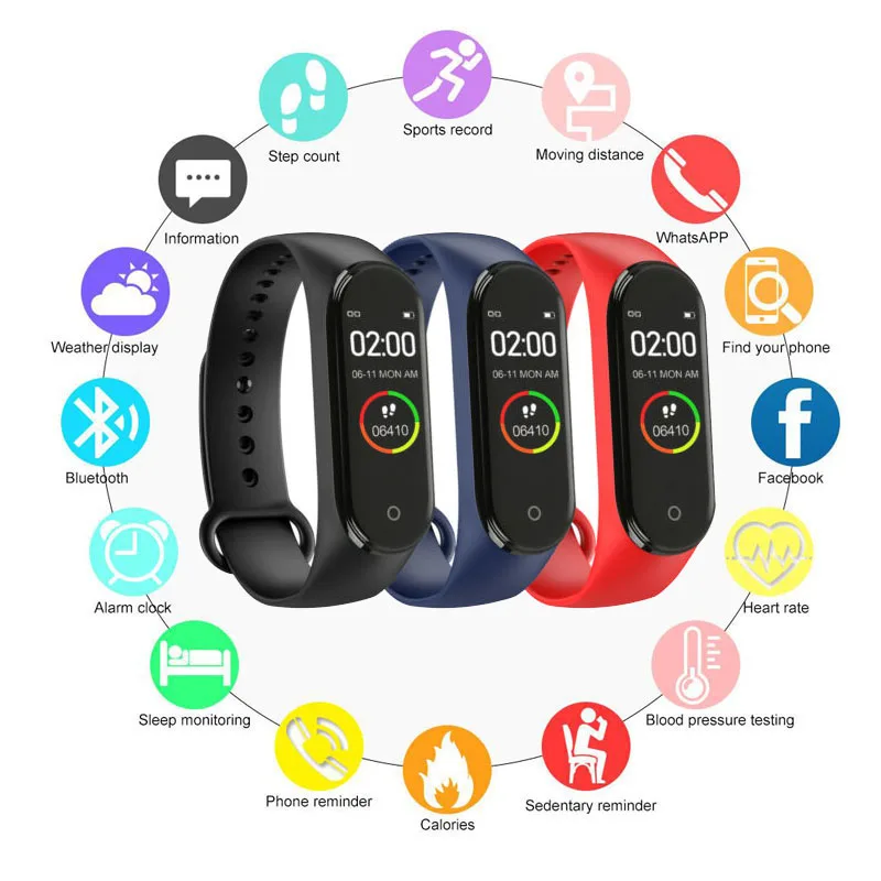 Smart Bracelet Fitness Tracker M4 Band with Heart Rate Blood Pressure Sleep Monitor Call Message Reminder Bluetooth Smart Watch
Smart Bracelet Fitness Tracker M4 Band with Heart Rate Blood Pressure Sleep Monitor Call Message Reminder Bluetooth Smart Watch