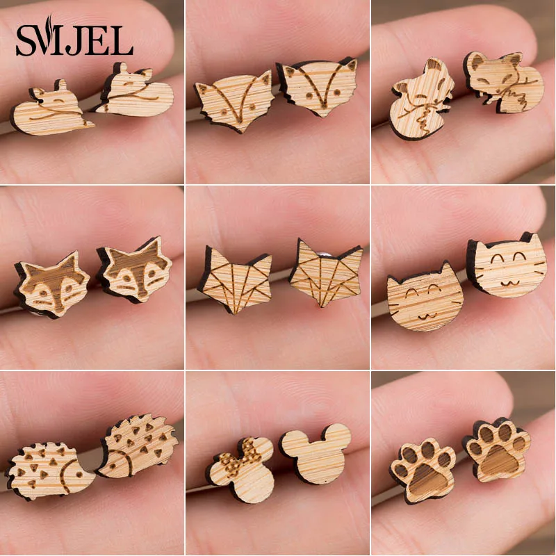 SMJEL Wood Earings Jewelry Cute Animal Fox Stud Earring for Women Girls Kids Mickey Ear Earrings Piercing Pendients Party Gifts
SMJEL Wood Earings Jewelry Cute Animal Fox Stud Earring for Women Girls Kids Mickey Ear Earrings Piercing Pendients Party Gifts
