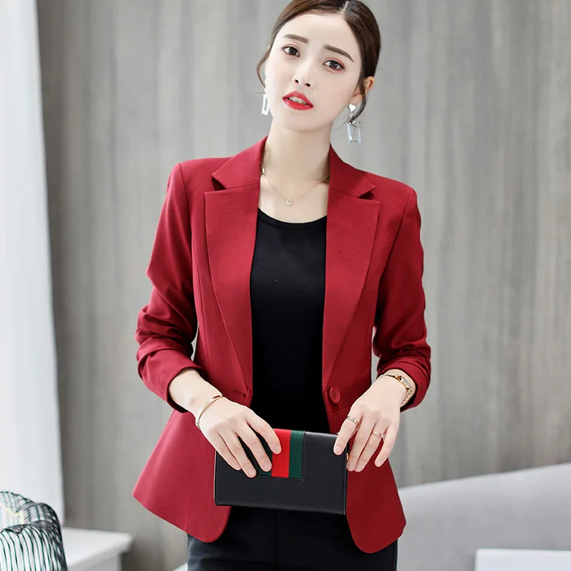 Autumn 2019 Women Korean Coats Long Sleeve Coat Office Work Suits Plus Size Casual Jacket One Button Suit Ladies Red Black Coats
Autumn 2019 Women Korean Coats Long Sleeve Coat Office Work Suits Plus Size Casual Jacket One Button Suit Ladies Red Black Coats