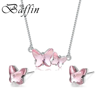 BAFFIN Pink Butterfly Wedding Party Jewelry Sets Crystals From Swarovski Silver Color Pendant Necklace Stud Earrings For Women
BAFFIN Pink Butterfly Wedding Party Jewelry Sets Crystals From Swarovski Silver Color Pendant Necklace Stud Earrings For Women