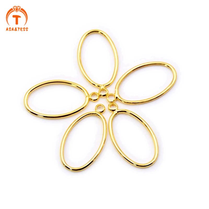 

10 Pcs oval shape gold plated brass ring earring hoop charms for DIY jwelry making copper connector finding Component accessorie