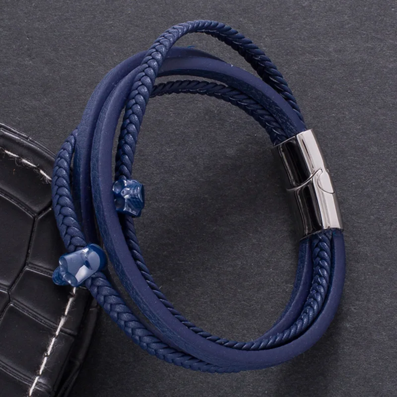 2018 Men Jewelry Bracelet Bangle Leather Skull Bracelet Braided Leather Rope Stainless Steel Magnetic Buckle Bracelet PH501-1
2018 Men Jewelry Bracelet Bangle Leather Skull Bracelet Braided Leather Rope Stainless Steel Magnetic Buckle Bracelet PH501-1