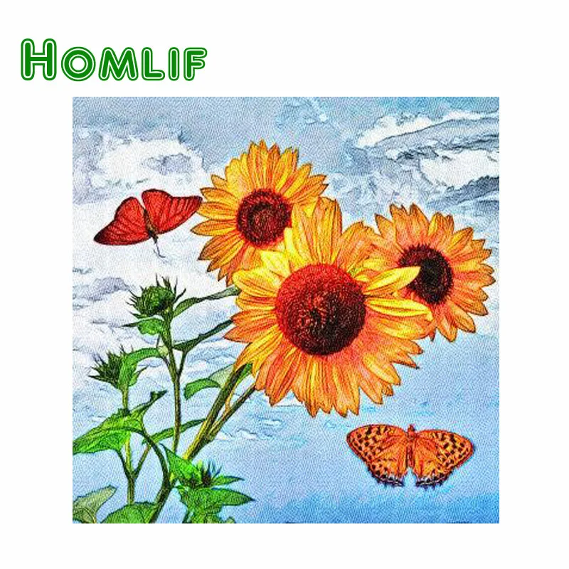 Homlif ромба Вышивка DIY рукоделие алмазов картина подсолнухи крестом 3D 5D Стразы