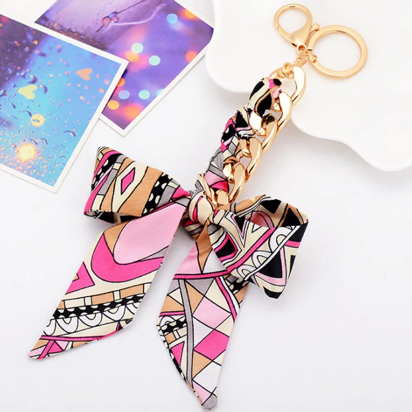 6 Colors Silk Scarves Bow Keychain Sleutelhanger Key Chain Handbag Accessories Charm Key Ring Holder Car Bag Pendant For Women
6 Colors Silk Scarves Bow Keychain Sleutelhanger Key Chain Handbag Accessories Charm Key Ring Holder Car Bag Pendant For Women