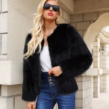 LANSHIFEI New Fashion Black Faux Fox Fur Coat ladies Short Jackets Long Sleeve Thicken Fur Outerwears O Neck Casual Fur Parka
LANSHIFEI New Fashion Black Faux Fox Fur Coat ladies Short Jackets Long Sleeve Thicken Fur Outerwears O Neck Casual Fur Parka