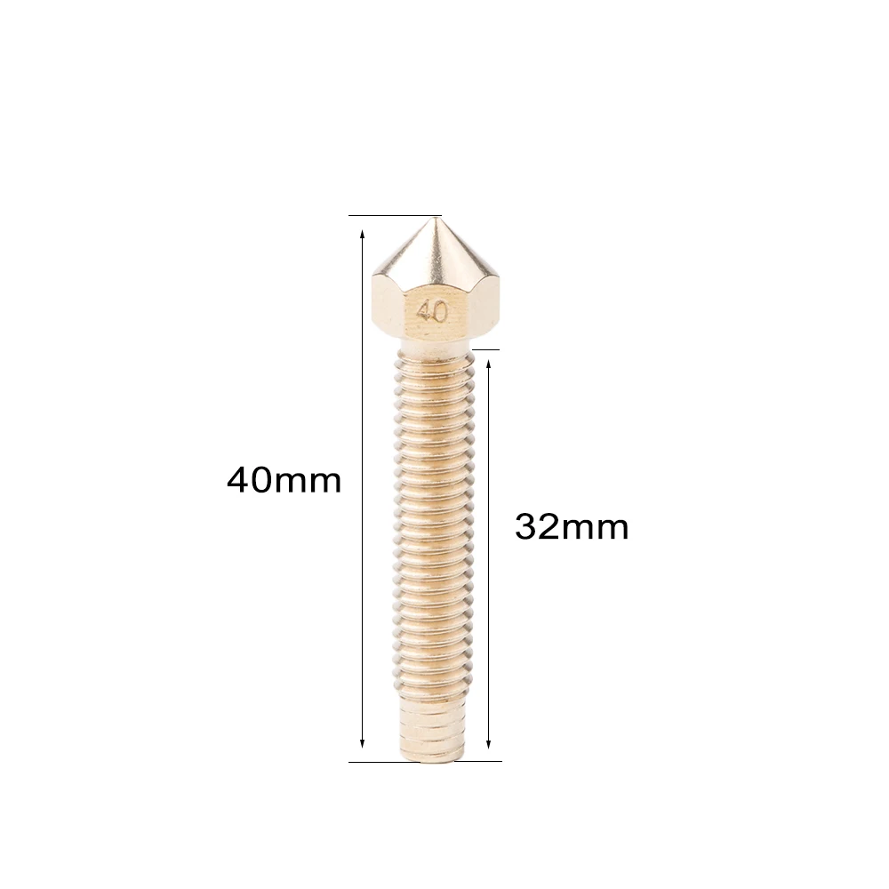 40MM Lengthen Nozzle 0.3mm 0.4mm 0.5mm For E3D 3D Printer 1.75mm / 3mm Filament M6*32 mm Copper long Nozzle Print Head
40MM Lengthen Nozzle 0.3mm 0.4mm 0.5mm For E3D 3D Printer 1.75mm / 3mm Filament M6*32 mm Copper long Nozzle Print Head