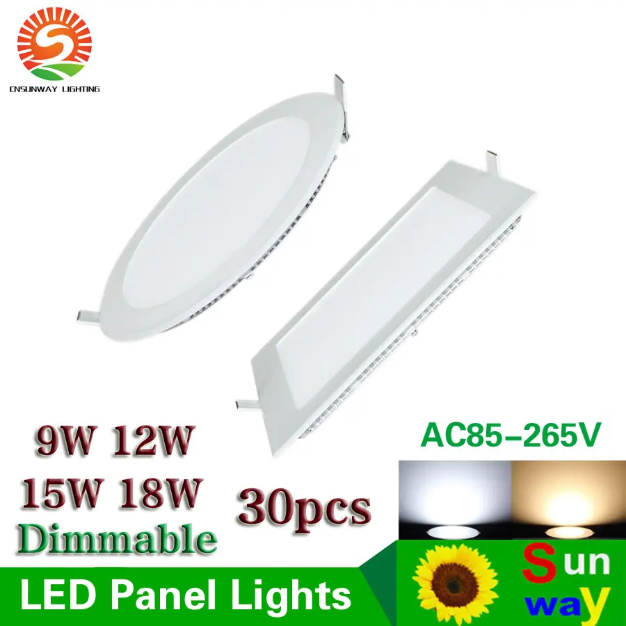 Dimmable 9W/12W/15W/18W CREE Led Recessed Downlights Lamp Warm/Natural/Cool White Super-Thin Led Panel Lights Round/Square 30pcs
Dimmable 9W/12W/15W/18W CREE Led Recessed Downlights Lamp Warm/Natural/Cool White Super-Thin Led Panel Lights Round/Square 30pcs