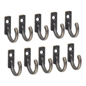 

10cs Single Prong Hook Mini Size Wall Mounted Retro Cloth Hanger for Coats Hats Towels Keys Clothes Door Hanger Home Decor A20