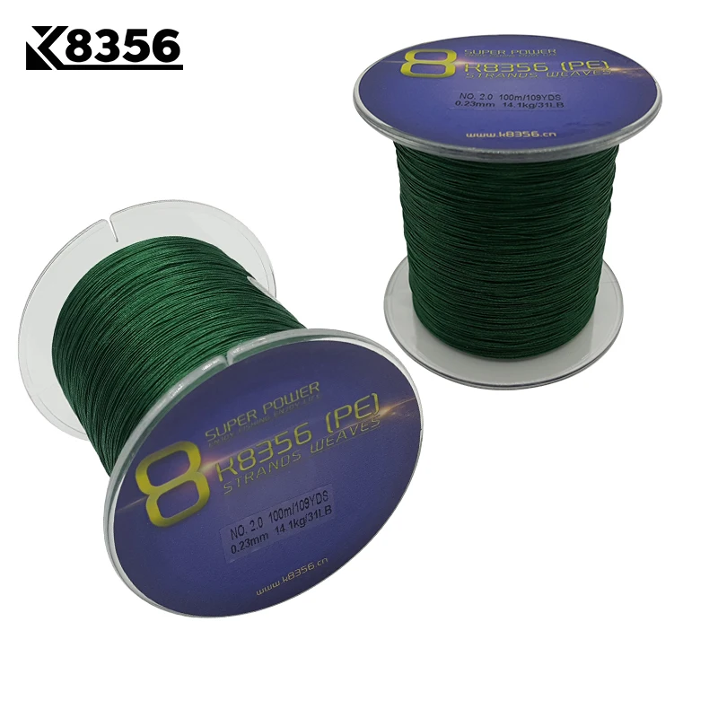 K8356 100M109Yards 8 Stands PE Line Braided Fishing Line 100% PE Multifilament Fishing Line Super Strong High Quality 22LB-78LB
K8356 100M109Yards 8 Stands PE Line Braided Fishing Line 100% PE Multifilament Fishing Line Super Strong High Quality 22LB-78LB